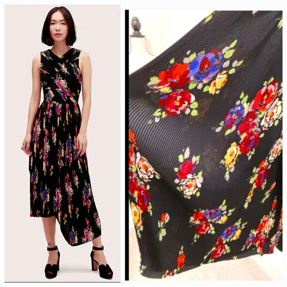 NWT Kate Spade Rare Roses Pleated Dress